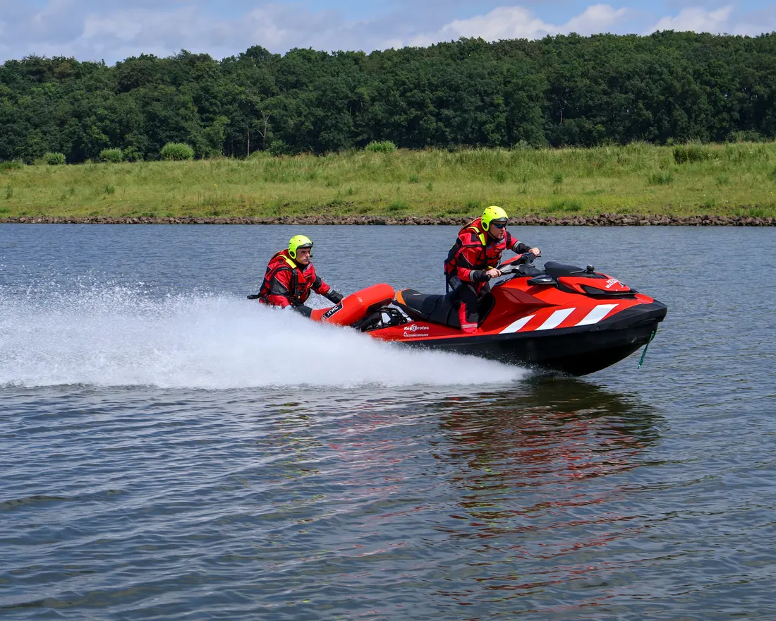 Rescue jet ski with rescue sled
